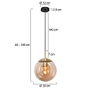 Steinhauer Luminaire � suspension BOLLIQUE rond E27 IP20, ambre, laiton, noir  gradable