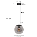 Steinhauer Luminaire � suspension BOLLIQUE rond E27 IP20, noir  gradable