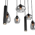 Steinhauer Luminaire à suspension REFLEXION 9 flammes GU10 + E27 IP20, noir gradable