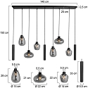 Steinhauer Luminaire à suspension REFLEXION 9 flammes GU10 + E27 IP20, noir gradable