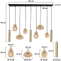 Steinhauer Luminaire à suspension REFLEXION 9 flammes GU10 + E27 IP20, laiton gradable