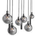 Steinhauer Luminaire à suspension BOLLIQUE 9 flammes GU10 + E27 IP20, noir gradable