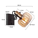 Luminaire mural GLASLIC pivotant, rotatif E27 IP20, bronze, noir gradable