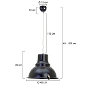 Steinhauer Luminaire � suspension PARADE Bas, � 1 flamme, avec diffuseur E27 IP20, noir mat gradable