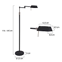 Mexlite Lampadaire KARL avec bras articul�, r�glable, avec variateur tactile IP20, noir mat gradable