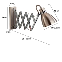 Steinhauer Steinhauer Wall luminaire SPRING, 1 flame, steel