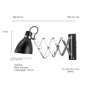 Luminaire mural SPRING langue, avec interrupteur, avec prise de courant, r�glable E27 IP20, noir mat gradable