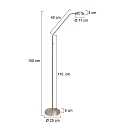 Mexlite Lampadaire BIRON avec bras flexible, avec variateur tactile IP20, acier bross� gradable