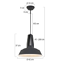 Mexlite Luminaire � suspension EDEN Bas, � 1 flamme, rond E27 IP20, noir mat gradable