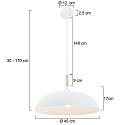 Mexlite Luminaire � suspension BJORR - � 45CM � 1 flamme, grand, plat E27 IP20, blanc mat gradable