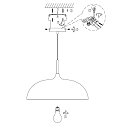 Mexlite Luminaire � suspension BJORR - � 45CM � 1 flamme, grand, plat E27 IP20, blanc mat gradable