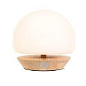 Steinhauer Lampe de table ANCILLA rond, court, avec variateur tactile G9 IP20, hêtre, couleur naturelle gradable