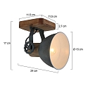 Mexlite Luminaire de plafond GEARWOOD � 1 flamme, r�glable E27 IP20, gris, mat gradable
