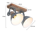 Mexlite Luminaire de plafond GEARWOOD � 2 flammes, r�glable E27 IP20, gris, mat gradable