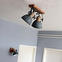 Mexlite Luminaire de plafond GEARWOOD � 2 flammes, r�glable E27 IP20, gris, mat gradable