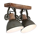Luminaire de plafond GEARWOOD � 2 flammes, r�glable E27 IP20, vert, scintillant gradable