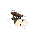Mexlite Luminaire de plafond GEARWOOD � 2 flammes, r�glable E27 IP20, vert, scintillant gradable