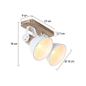 Mexlite Luminaire de plafond GEARWOOD � 2 flammes, r�glable E27 IP20, blanc mat gradable