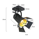 Mexlite Luminaire de plafond CARR� � 1 flamme, r�glable E27 IP20, noir mat gradable
