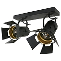 Mexlite Luminaire de plafond CARR� � 2 flammes, r�glable E27 IP20, noir mat gradable