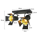 Mexlite Luminaire de plafond CARR� � 2 flammes, r�glable E27 IP20, noir mat gradable