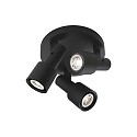 Luminaire de plafond SARA ON BASE 3.0 - PAR16 3 flammes, rond, pivotant � la cardan GU10 IP20, mat, noir profond gradable