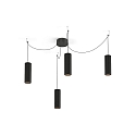 Luminaire � suspension RAY 2.0 - PAR16 cylindrique, court, avec c�ble ouvert GU10 IP20, mat, noir profond gradable