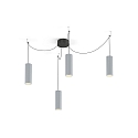 Luminaire � suspension RAY 2.0 - PAR16 cylindrique, court, avec c�ble ouvert GU10 IP20, aluminium bross� gradable