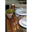 Zafferano battery table lamp POLDINA MICRO IP65, corten dimmable
