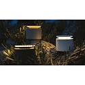Zafferano Lampe de table � accu PUSH-UP TAVOLO PRO cylindrique, r�glable, avec diffuseur IP54, blanche, laqu� gradable
