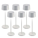 Lampe de table � accu OLIVIA TAVOLO PRO lot de 6 IP65, blanche, laqu� gradable