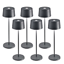 Lampe de table � accu OLIVIA TAVOLO PRO lot de 6 IP65, gris fonc�, laqu� gradable