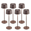 Lampe de table � accu OLIVIA TAVOLO PRO lot de 6 IP65, rouille, laqu� gradable