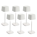 Lampe de table � accu OFELIA TAVOLO PRO lot de 6 IP65, blanche, laqu� gradable
