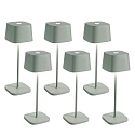 Lampe de table � accu OFELIA TAVOLO PRO lot de 6 IP65, vert sauge, laqu� gradable