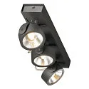 SLV Applique et plafonnier KALU LED 3 3 flammes, langue, pivotant à la cardan IP20, noir gradable