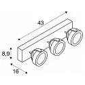 SLV Applique et plafonnier KALU LED 3 3 flammes, langue, pivotant à la cardan IP20, noir gradable