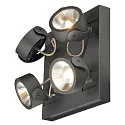SLV Applique et plafonnier KALU LED 4  SQUARE 4 flammes, carré, pivotant à la cardan IP20, noir gradable