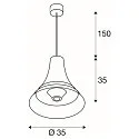 SLV Luminaire à suspension BATO 35 PD petit, rond E27 IP20, noir  gradable