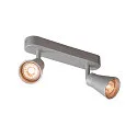 Rampe de projecteurs AVO DOUBLE à 2 flammes, rotatif, inclinable GU10 IP20, Gris argent gradable