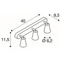 SLV Rampe de projecteurs AVO TRIPLE 3 flammes, rotatif, inclinable GU10 IP20, Gris argent gradable