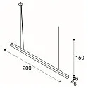 SLV Premium LED Pendant luminaire Q-LINE PD, 200cm, for BAP, 85W, TRIAC dimmable, black, 4000K 4600lm