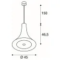 SLV Premium LED Pendant luminaire BATO 45 PD, Ø 45cm, 30W 2500K 1900lm 100°, TRIAC dimmable, black / brushed brass