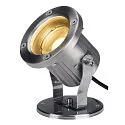SLV Outdoor LED floor luminaire NAUTILUS SPIKE, IP55 IK03, 9W 3000K 520lm 60°, swiveling, inox 316