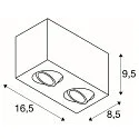 SLV Luminaire de plafond TRILEDO double GU10, blanche gradable