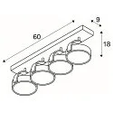 Wall and Ceiling luminaire KALU CW, Quad, QPAR111, 4x max. 75W, black