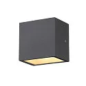 SLV LED Outdoor Wall luminaire SITRA CUBE WL, UP/DOWN, IP44 IK05, 10W 3000K, 2x 560lm 90°, anthracite