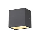 SLV LED Outdoor Wall luminaire SITRA CUBE WL, UP/DOWN, IP44 IK05, 10W 3000K, 2x 560lm 90°, anthracite