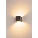 SLV LED Outdoor Wall luminaire SITRA CUBE WL, UP/DOWN, IP44 IK05, 10W 3000K, 2x 560lm 90°, anthracite