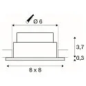 SLV LED Outdoor Recessed Downlight PATTA-I square, IP65 IK02, 7.3W 1800-3000K 440lm, dim to warm, white